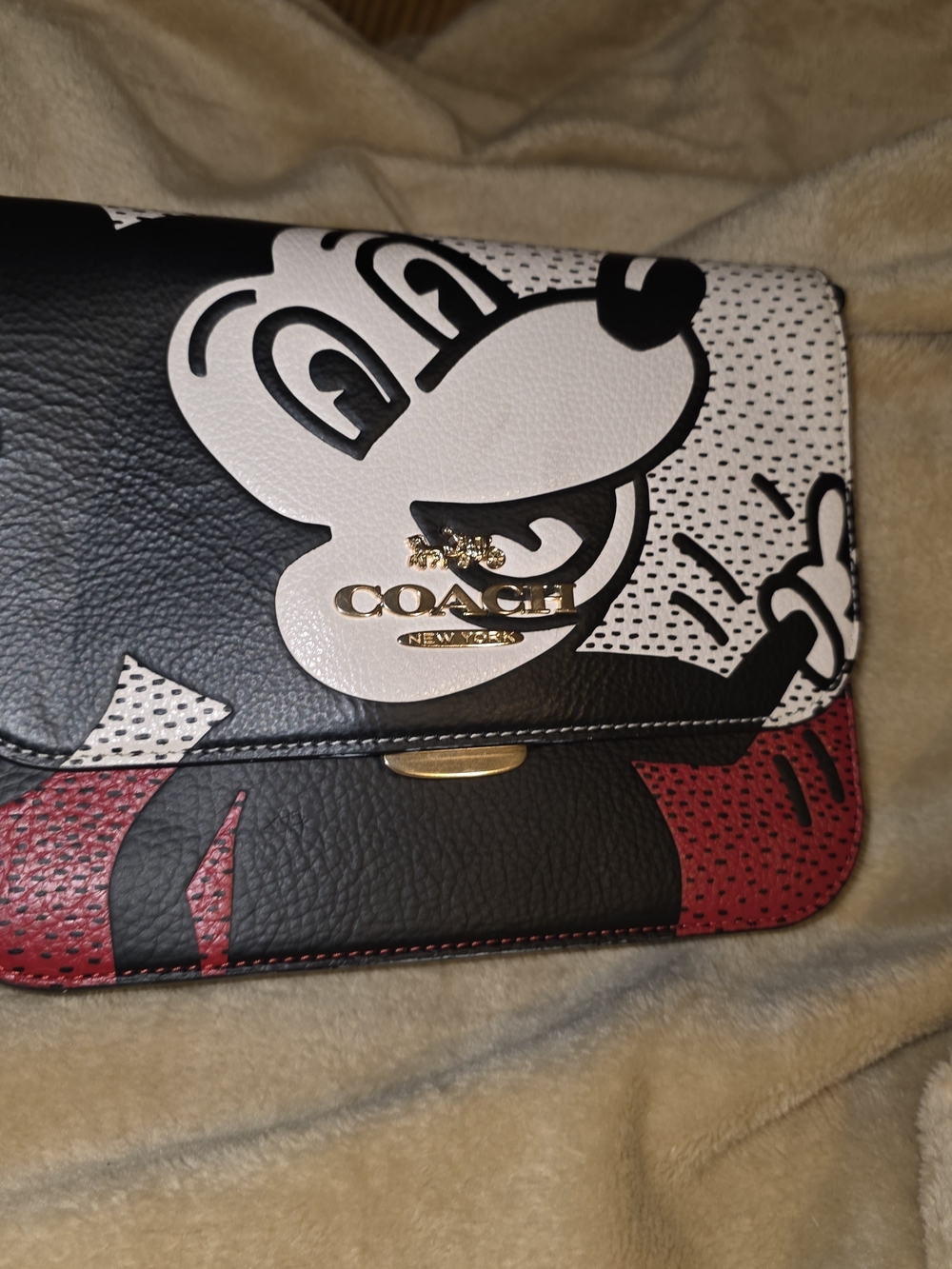Coach x Disney Black White Red Mickey Mouse Leather Crossbody